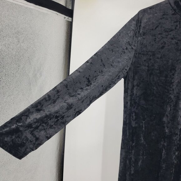 Vintage M Fasis Black Crushed Velvet Dark Academia Gothic Witchy Chic Dress XL - Picture 6 of 8
